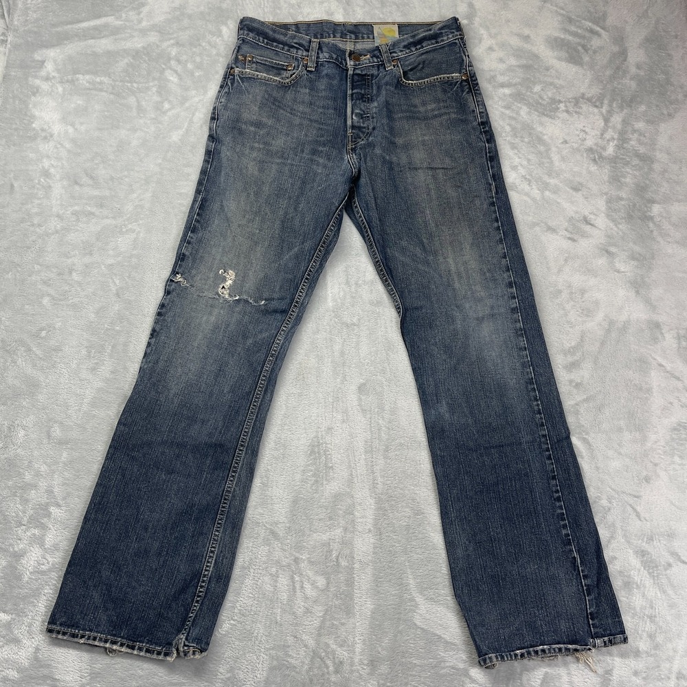 Hollister Jeans Mens 30x32 Blue‎ Denim Faded Streetwear Distressed Button Fly